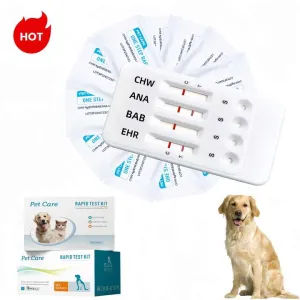 اختبار Tick-4/4 طرق Ehr/Bab/Ana/Chw دودة أنبلازما نابية دودة هريليتشيا بابيسيا جيبسوني كومبو Tick-4/4-way test Ehr/Bab/Ana/Chw Anaplasma canis, Herrelictia worm Babesia gibsoni Combo