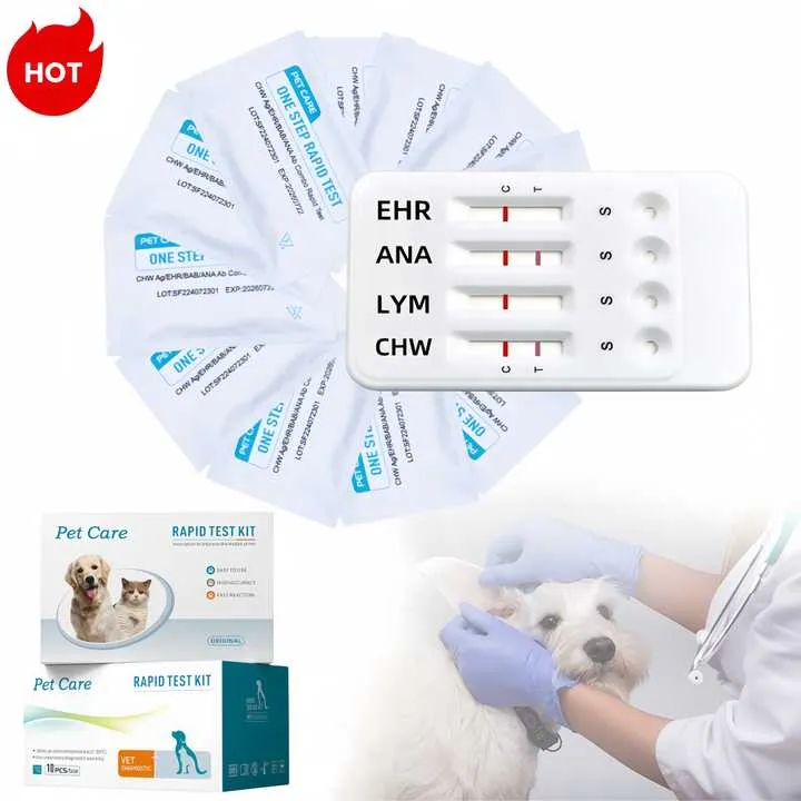 اختبار Tick-4/4 طرق Ehr/Bab/Ana/Chw دودة أنبلازما نابية دودة هريليتشيا بابيسيا جيبسوني كومبو Tick-4/4-way test Ehr/Bab/Ana/Chw Anaplasma canis, Herrelictia worm Babesia gibsoni Combo
