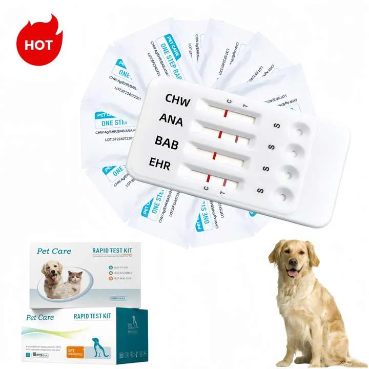 اختبار Tick-4/4 طرق Ehr/Bab/Ana/Chw دودة أنبلازما نابية دودة هريليتشيا بابيسيا جيبسوني كومبو Tick-4/4-way test Ehr/Bab/Ana/Chw Anaplasma canis, Herrelictia worm Babesia gibsoni Combo