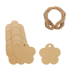 100x Gift Tags Writable Hanging Blank Tags for Thanksgiving Wedding Birthday Kraft Paper