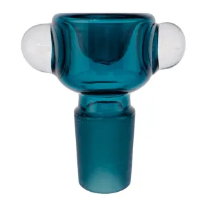 18mm Flower Bowl - Tall Straight Wall Bubble Bong Bowl Piece - Deep Aqua Blue