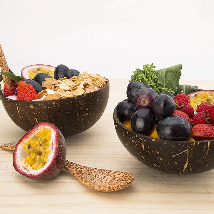 2 Coconut Bowls spoons set