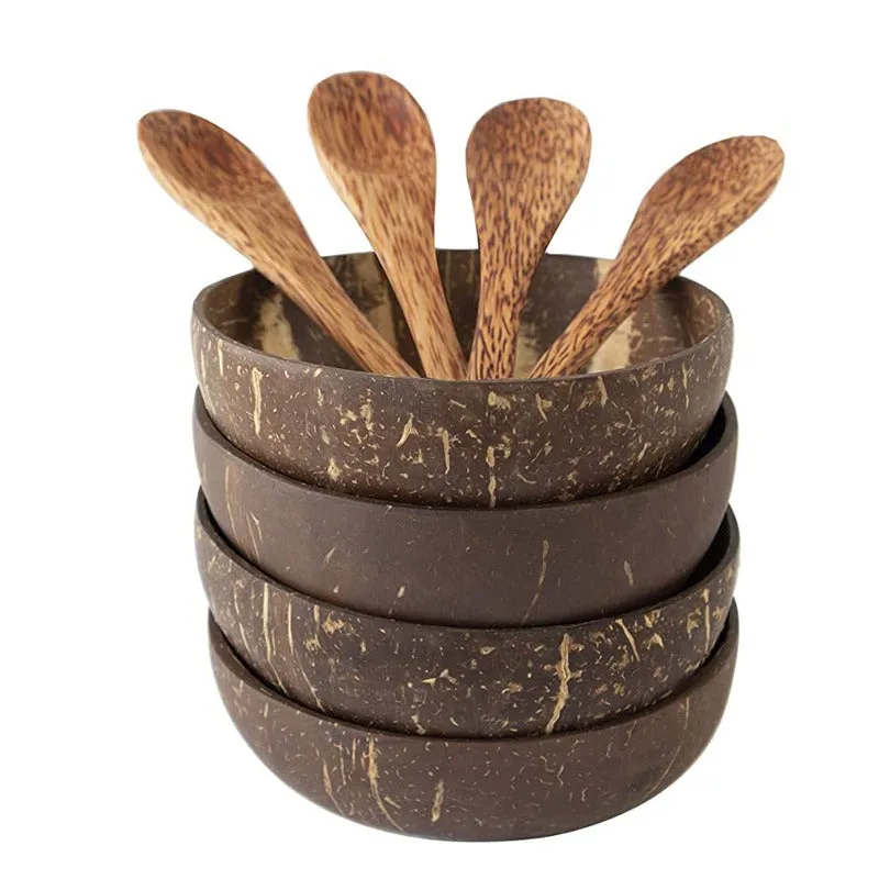 2 Coconut Bowls spoons set