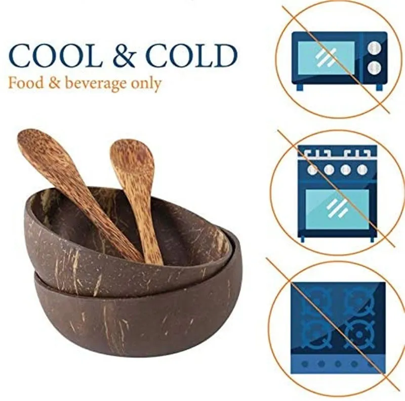 2 Coconut Bowls spoons set