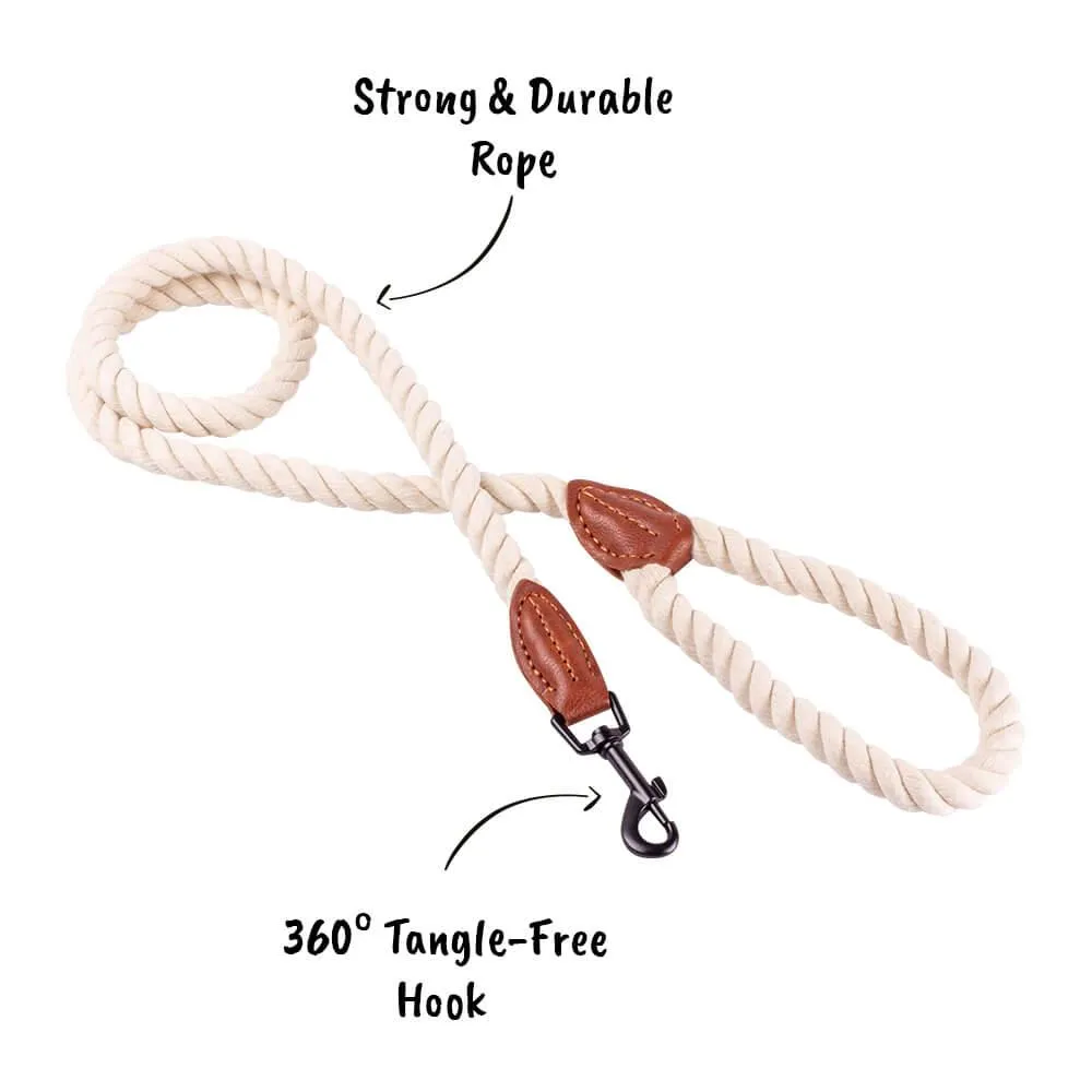 AllPetSolutions Cotton Rope Dog Lead, Cream, 120cm