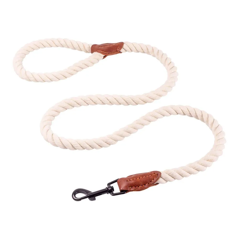 AllPetSolutions Cotton Rope Dog Lead, Cream, 120cm