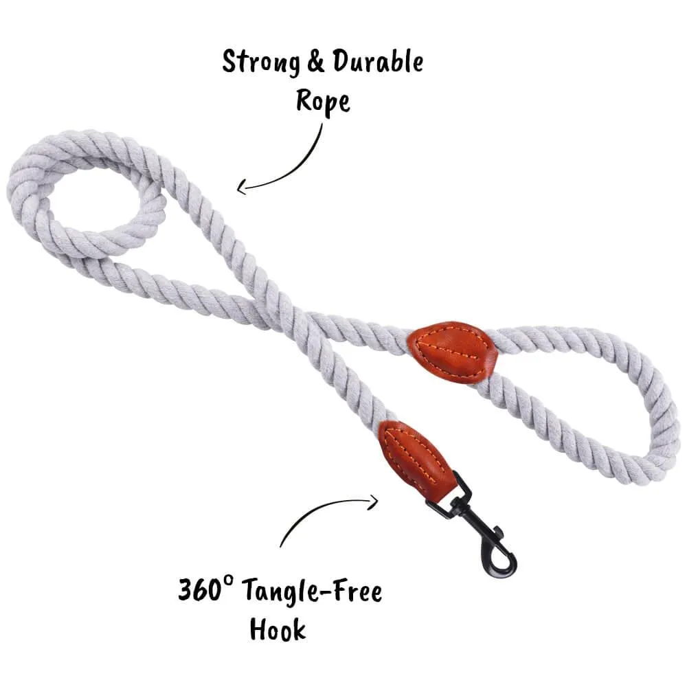 AllPetSolutions Cotton Rope Dog Lead, Grey, 120cm