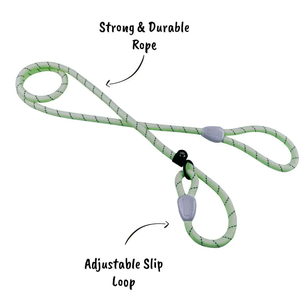 AllPetSolutions Reflective Rope Slip Dog Lead, Green, 140cm