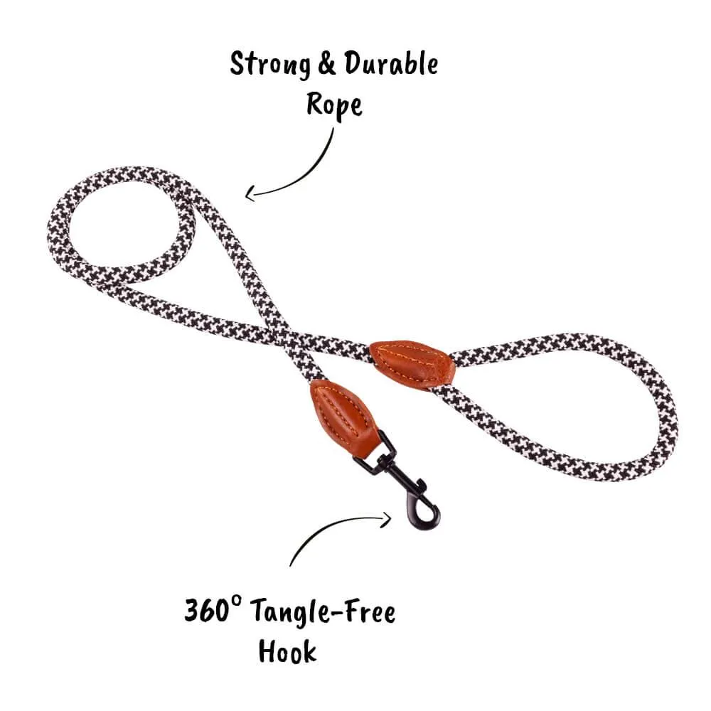 AllPetSolutions Rope Dog Lead, Black / White, 120cm