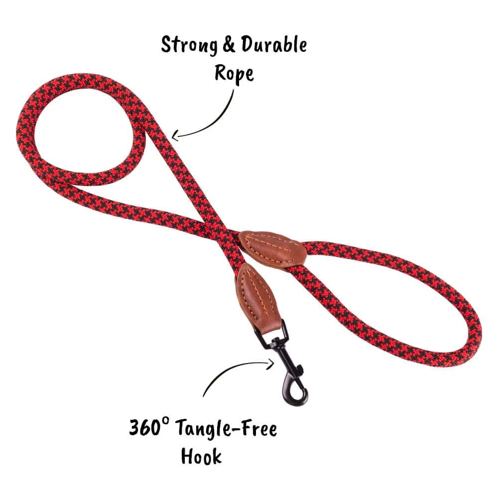 AllPetSolutions Rope Dog Lead, Black/Red, 120cm