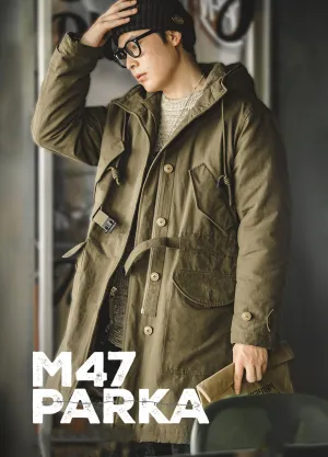 American M47 Heavy Hooded Warm Mid-Length Cotton Men's Coat