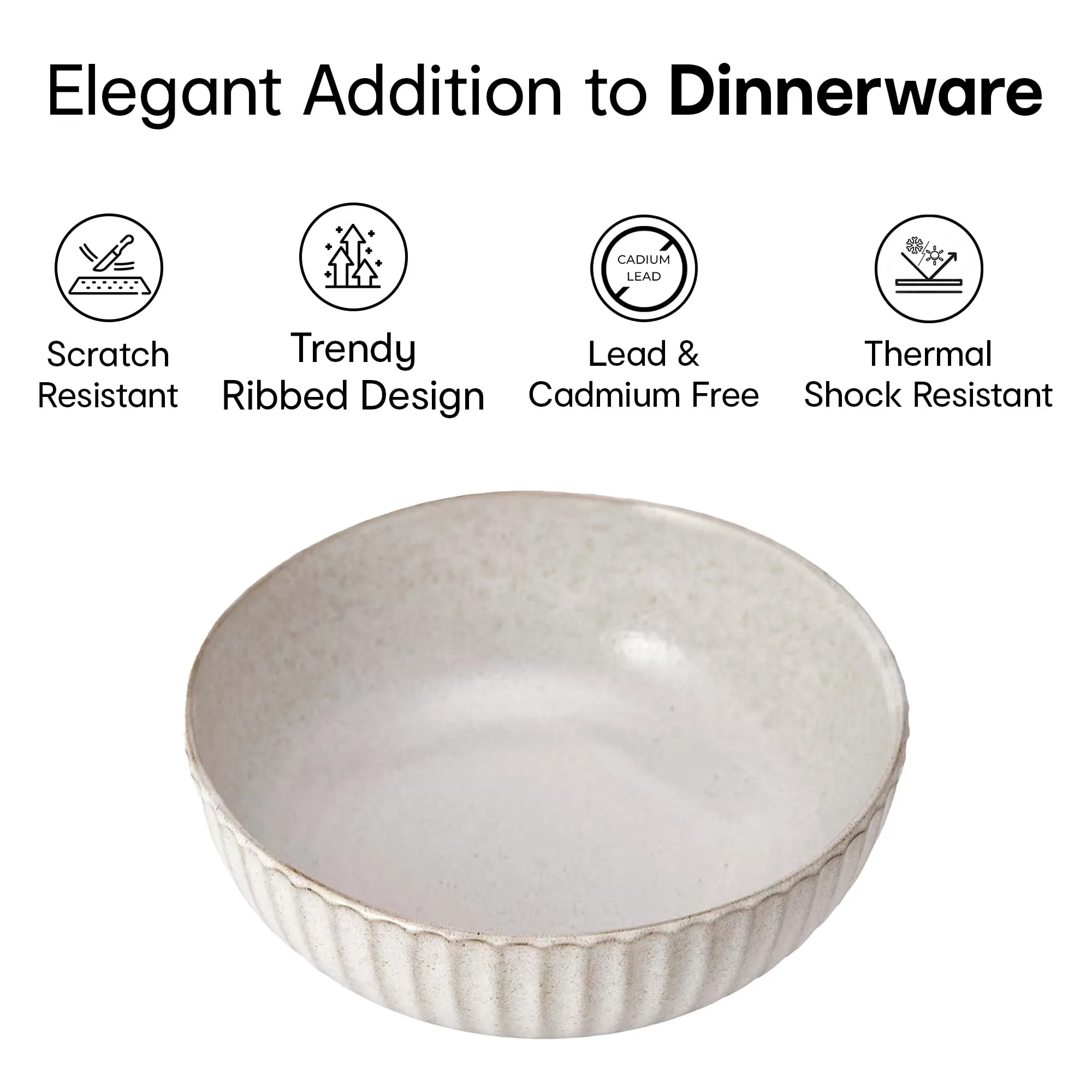 Anko 6" Sable Stoneware Bowls - Set of 4 | Lightweight Daily Use Premium Crockery for Dining Table Ideal for Serving Soup, Salad, Dessert | Designer Bowls for Home, Kitchen, Restaurant | Beige/Grey
