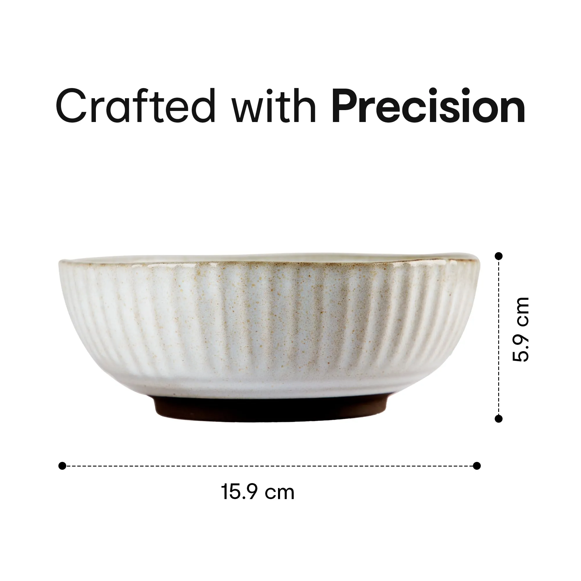 Anko 6" Sable Stoneware Bowls - Set of 4 | Lightweight Daily Use Premium Crockery for Dining Table Ideal for Serving Soup, Salad, Dessert | Designer Bowls for Home, Kitchen, Restaurant | Beige/Grey