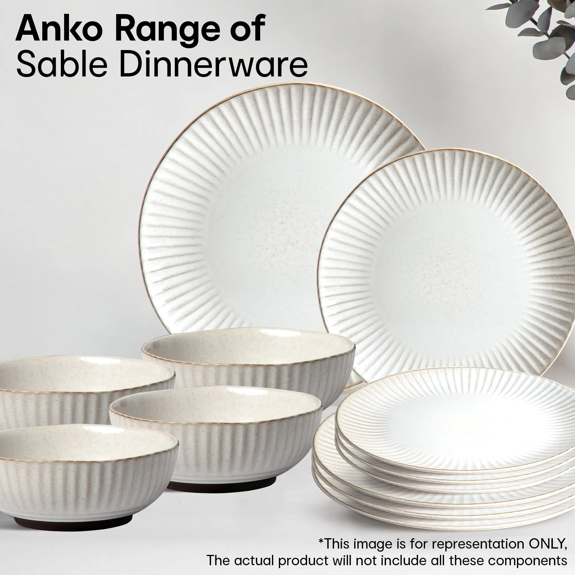 Anko 6" Sable Stoneware Bowls - Set of 4 | Lightweight Daily Use Premium Crockery for Dining Table Ideal for Serving Soup, Salad, Dessert | Designer Bowls for Home, Kitchen, Restaurant | Beige/Grey