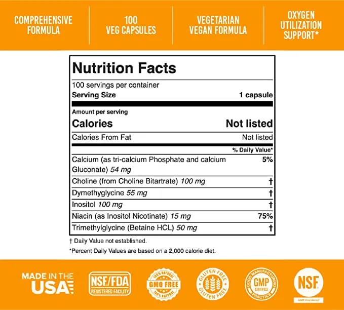 Apricot Power, Super B-15 Non Toxic Pangamic Acid - Health Oxygen Levels & Energy - 100 Veg Caps