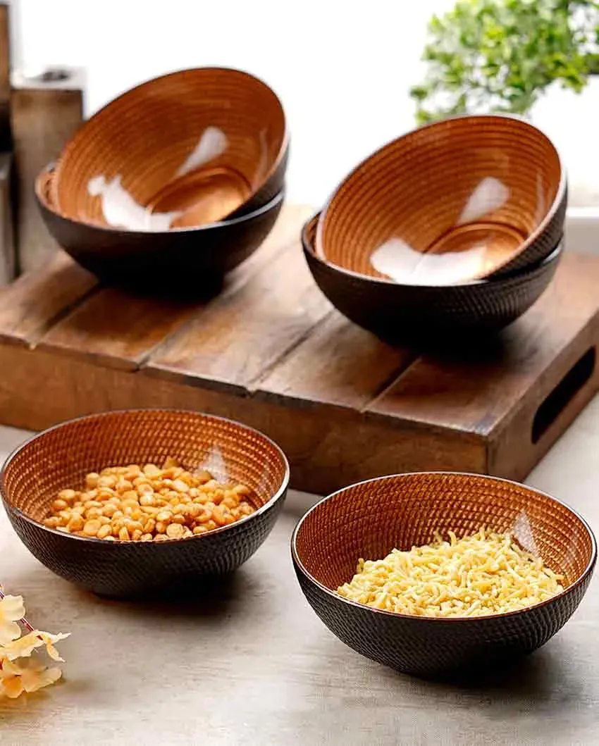 Black Textured Glass Serving Bowls | 300 ML | 5 x 2 inches