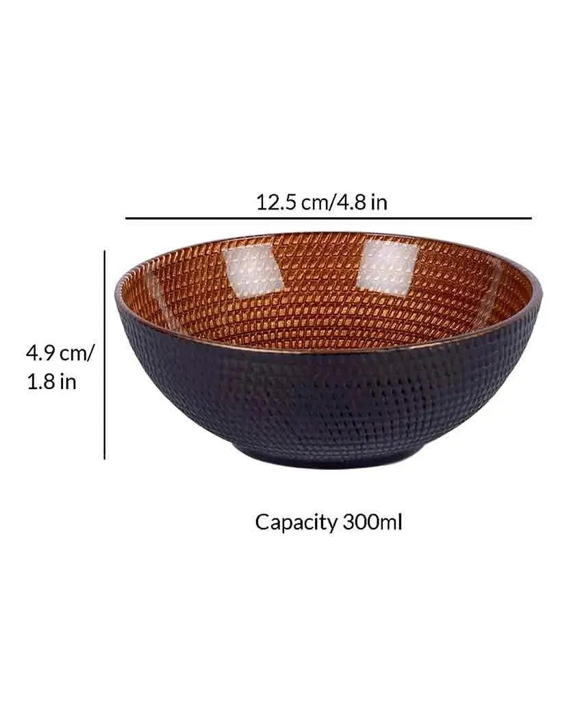Black Textured Glass Serving Bowls | 300 ML | 5 x 2 inches