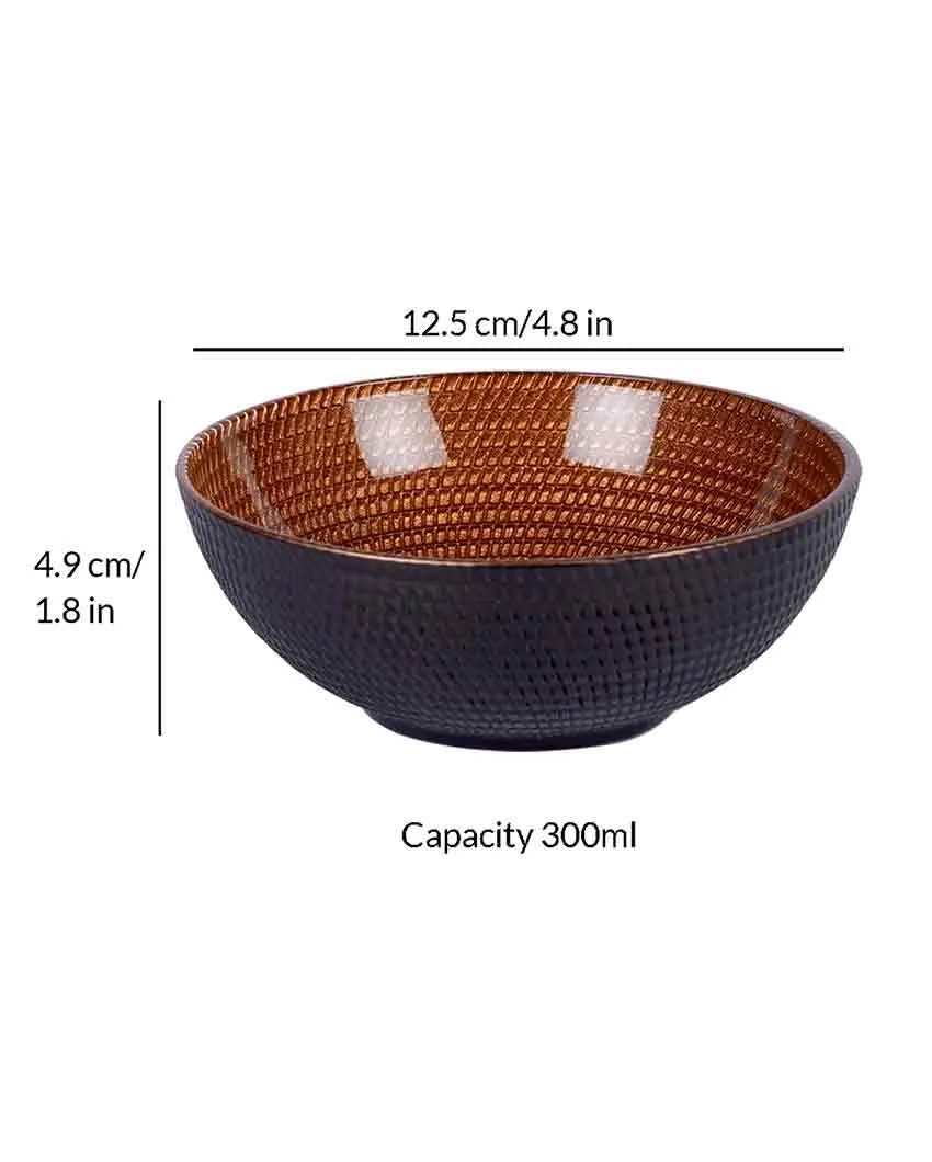 Black Textured Glass Serving Bowls | 300 ML | 5 x 2 inches