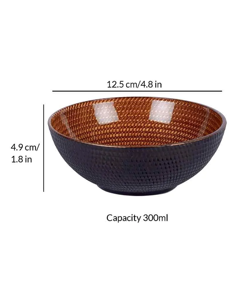 Black Textured Glass Serving Bowls | 300 ML | 5 x 2 inches