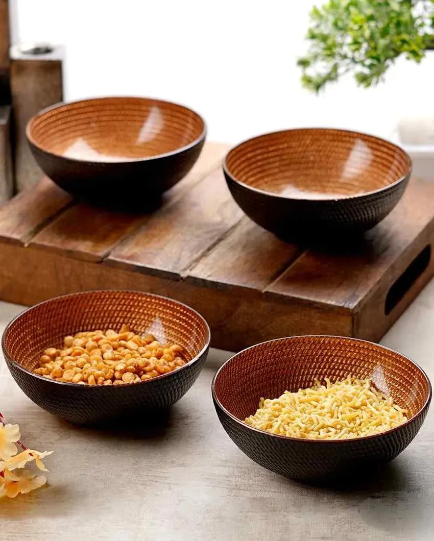 Black Textured Glass Serving Bowls | 300 ML | 5 x 2 inches