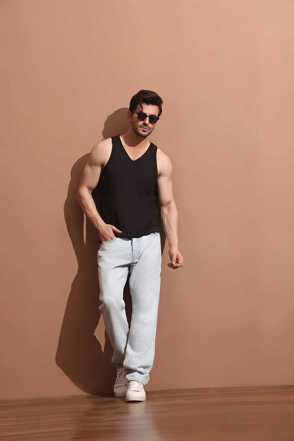 Black V Neck Organic Vest