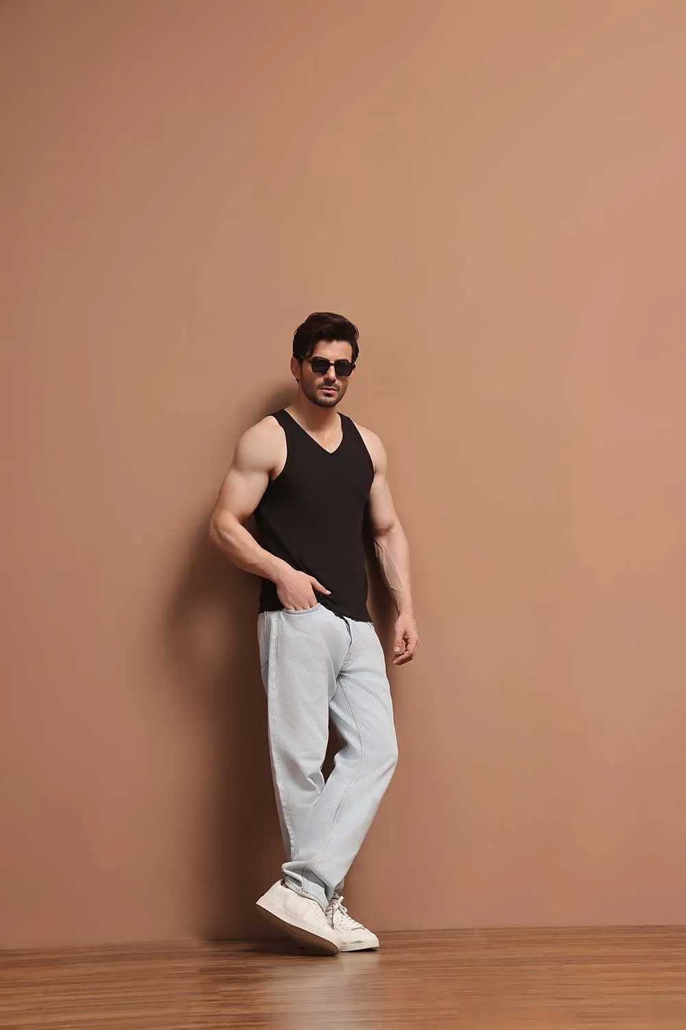 Black V Neck Organic Vest
