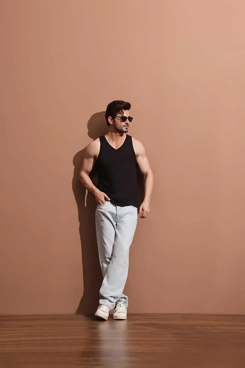 Black V Neck Organic Vest