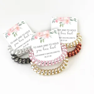 Blush Pink Floral Bachelorette Party Favors, To Have And To Hold Your Hair Back, Spiral Hair Ties - FR100