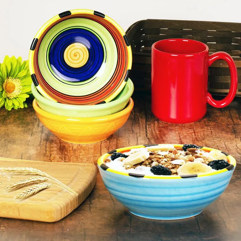Cereal Bowl Set - Set of 4 - Colorful Striped | Acapulco