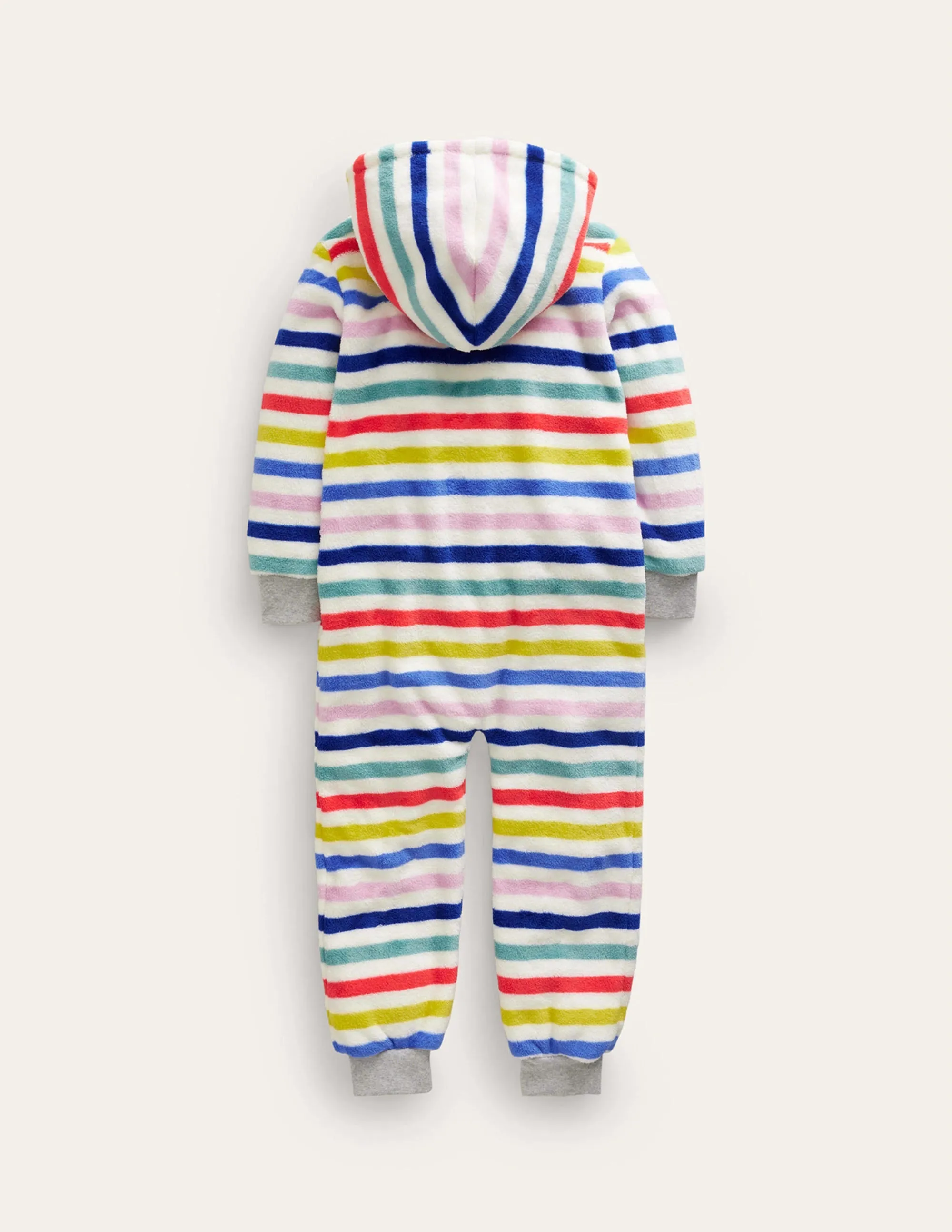 Cosy Fleece All-In-One-Multi Rainbow Stripe