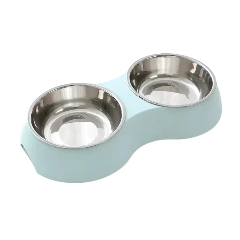 Double Pet Food and Water Bowl – Stainless Steel Dog and Cat Feeding Station