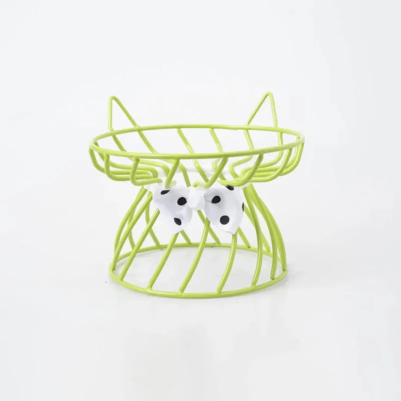 Elevated Ceramic Cat Bowl with High-Foot Design and Neck Guard