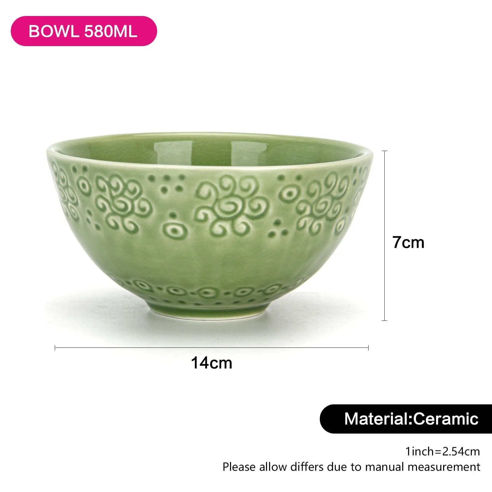 Fissman Ceramic Bowl Green 14cm