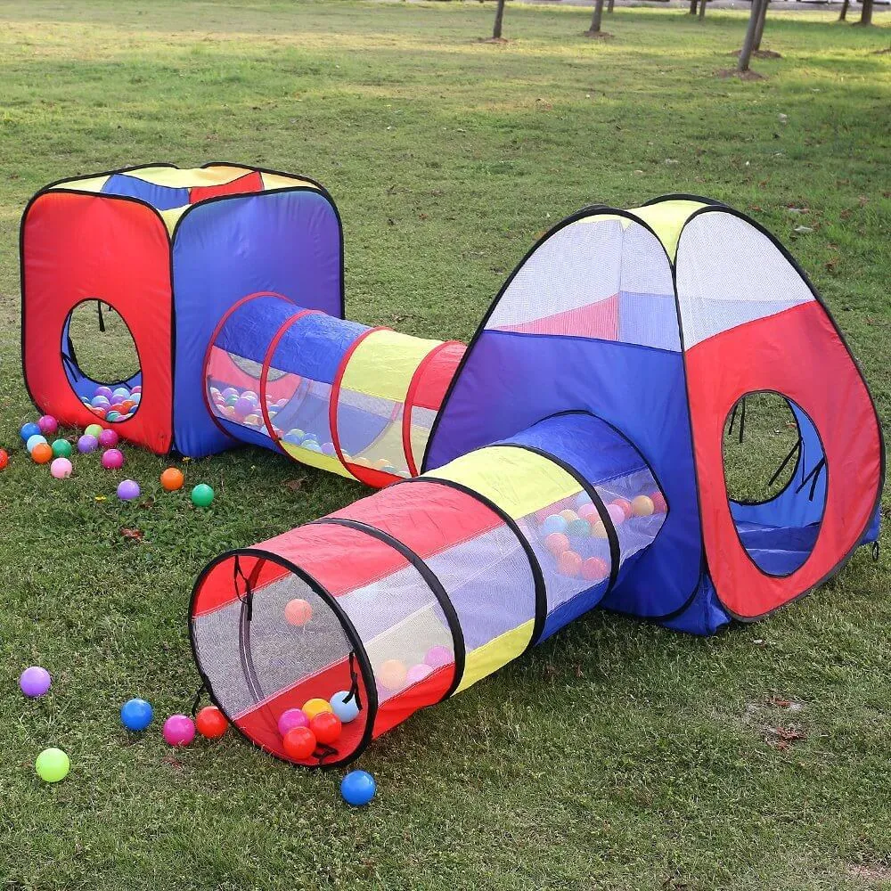 Folding Kids Tent Tipi Crawling Tunnel Babies Play Tent