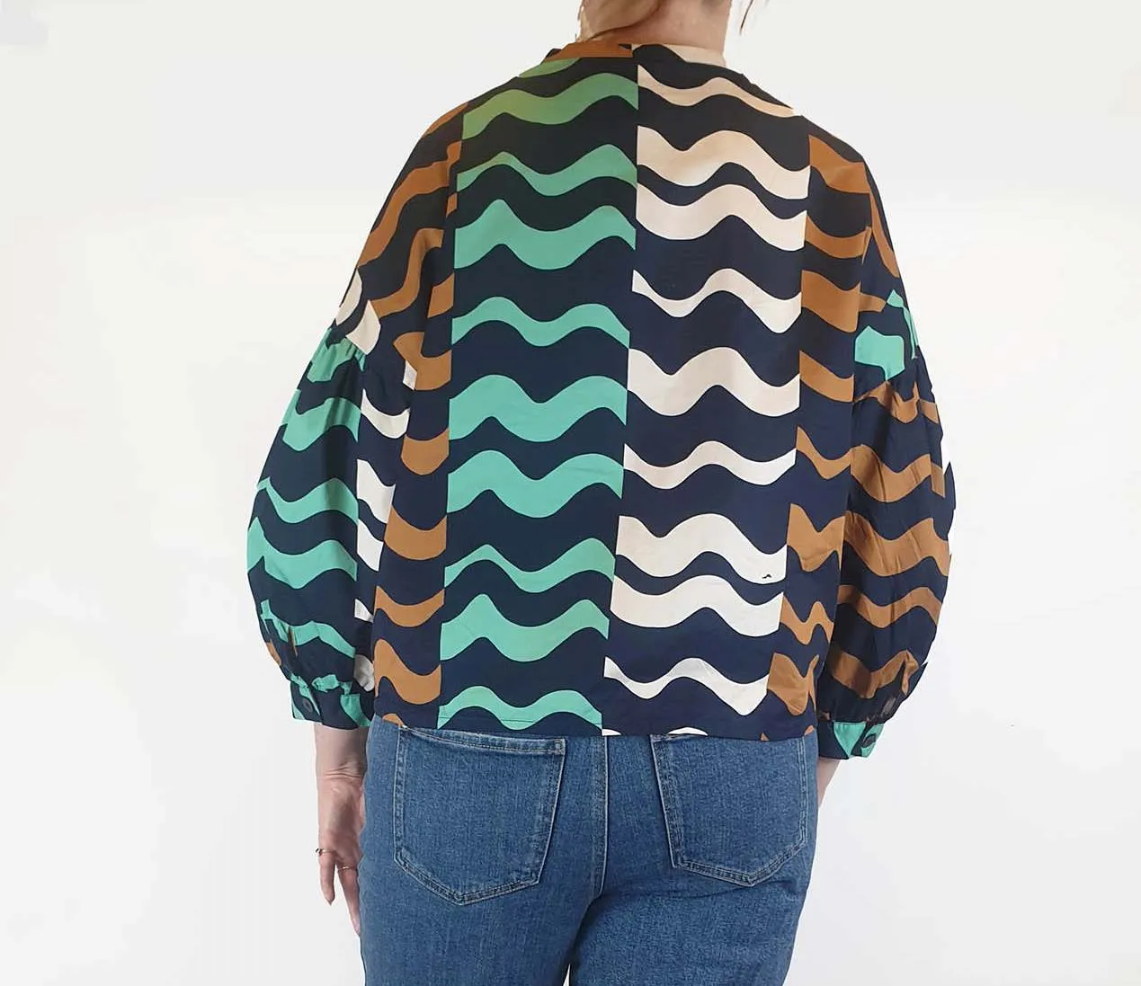 Gorman colourful wave print cotton shirt size 12