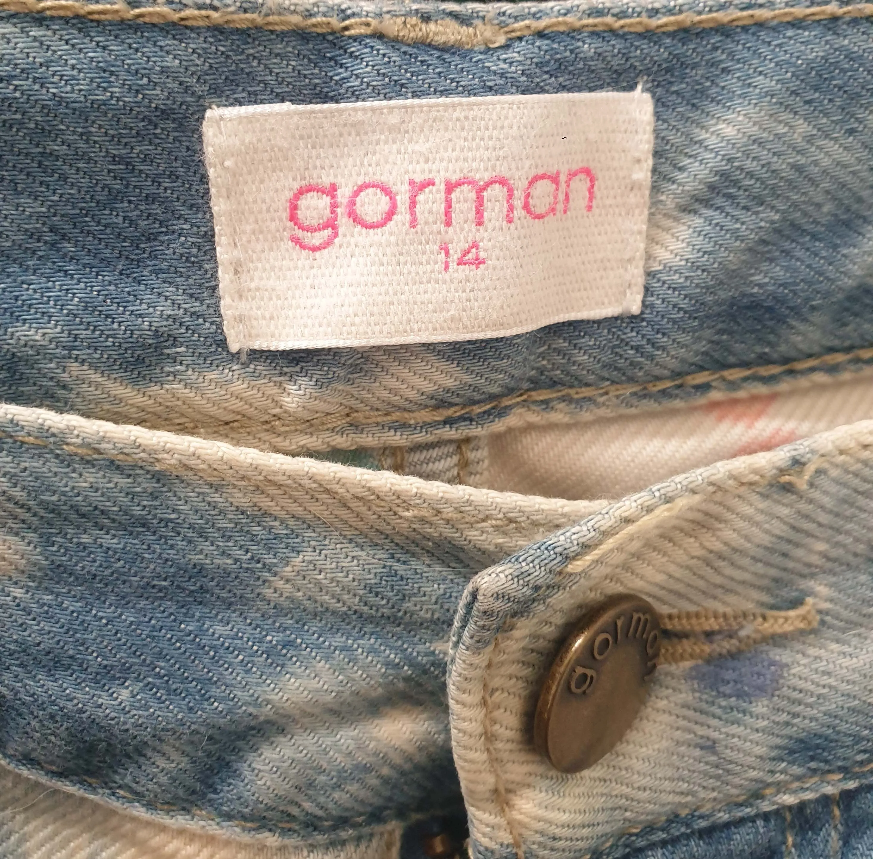 Gorman paint splatter print jeans size 14, fits size 12-14