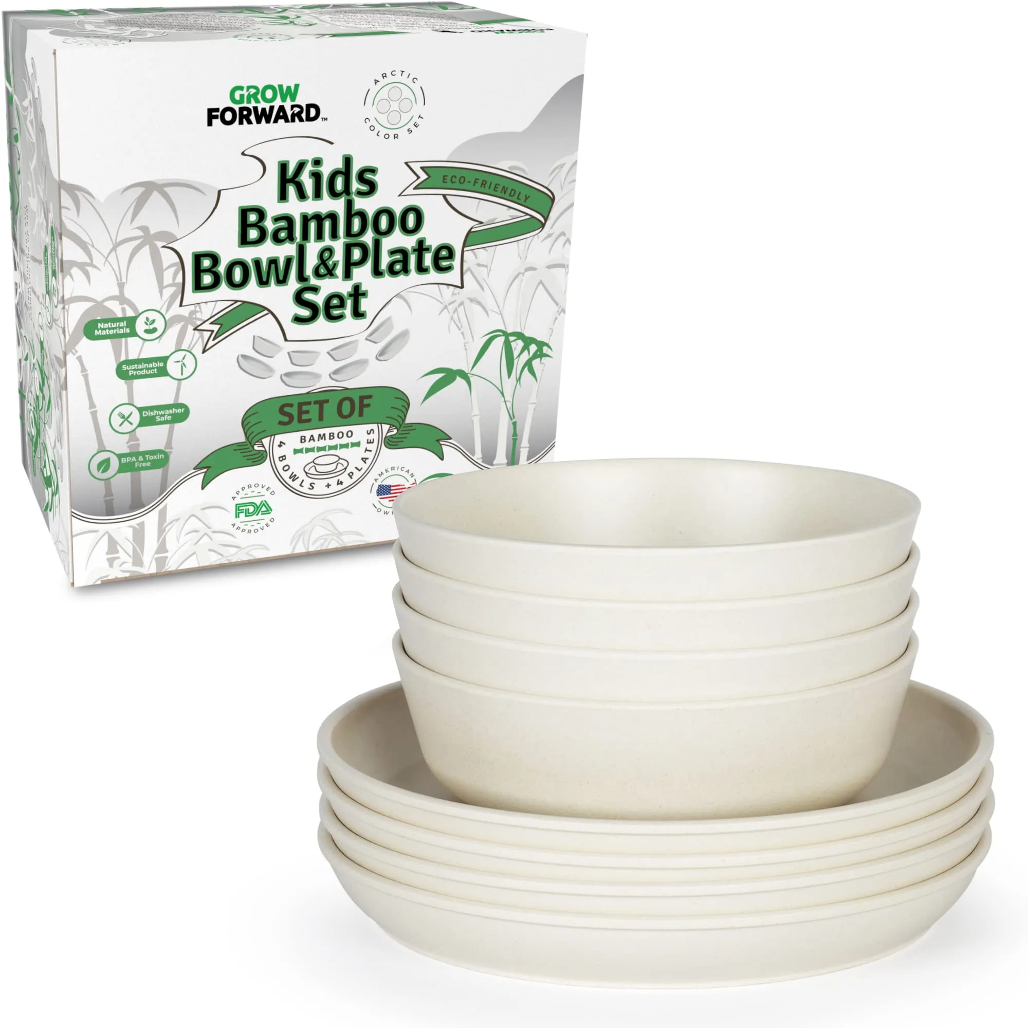 Grow Forward: Kids Bamboo Bowl and Plate Set