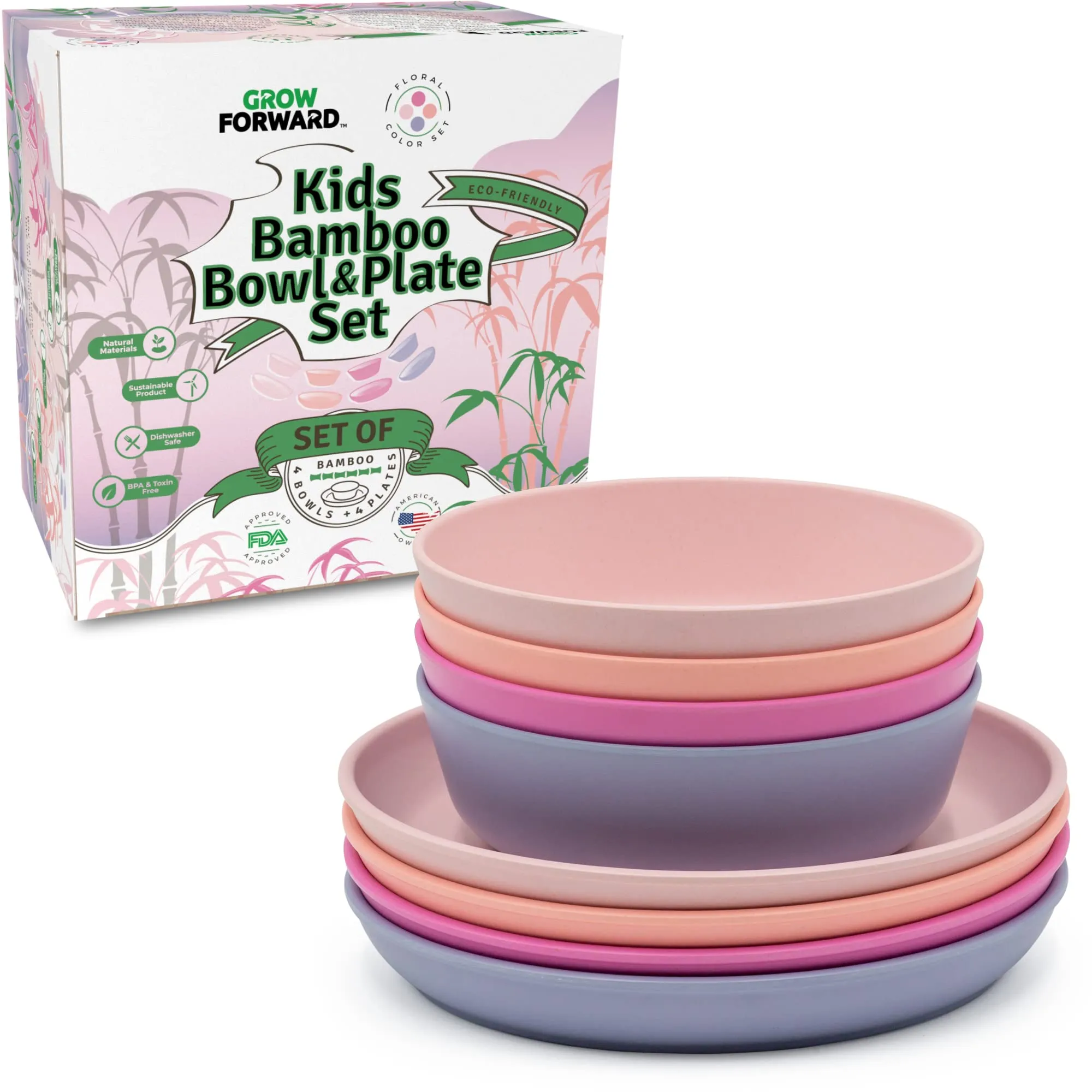 Grow Forward: Kids Bamboo Bowl and Plate Set