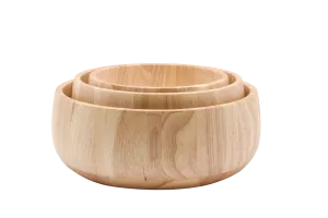 H&B RUBBERWOOD 3PC BOWL SET