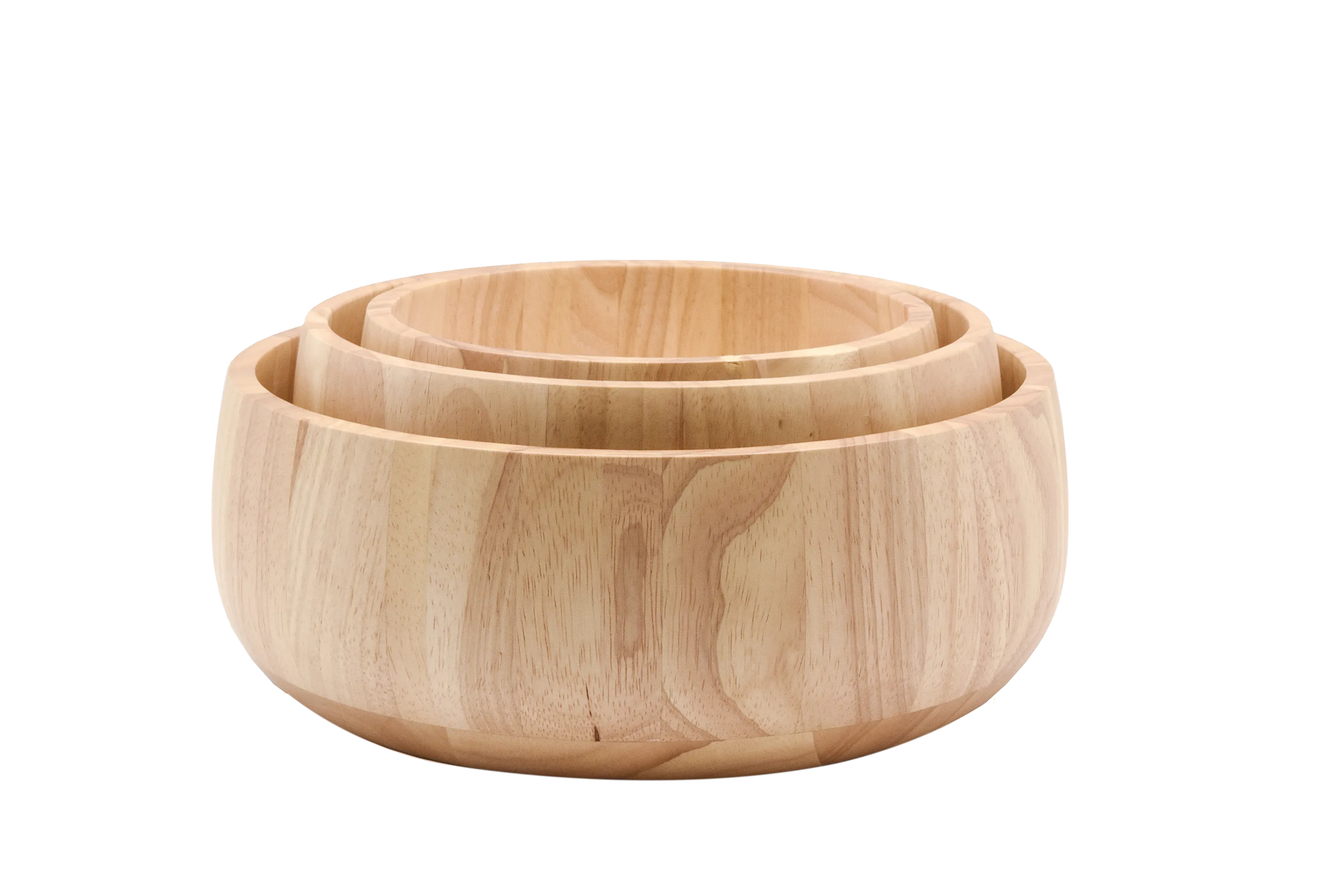 H&B RUBBERWOOD 3PC BOWL SET