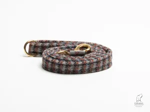 Harris Tweed Orange and Blue Check Dog Lead