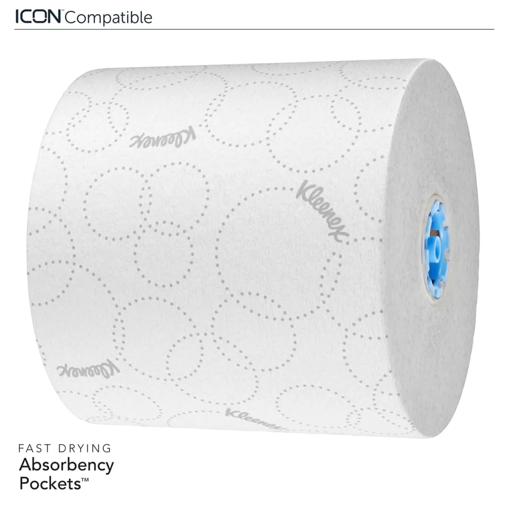Kimberly Clark Kleenex, Hard Roll Paper Towels, with Elevated Kleenex Design and Absorbency Pockets, for Scott Pro Dispenser, White