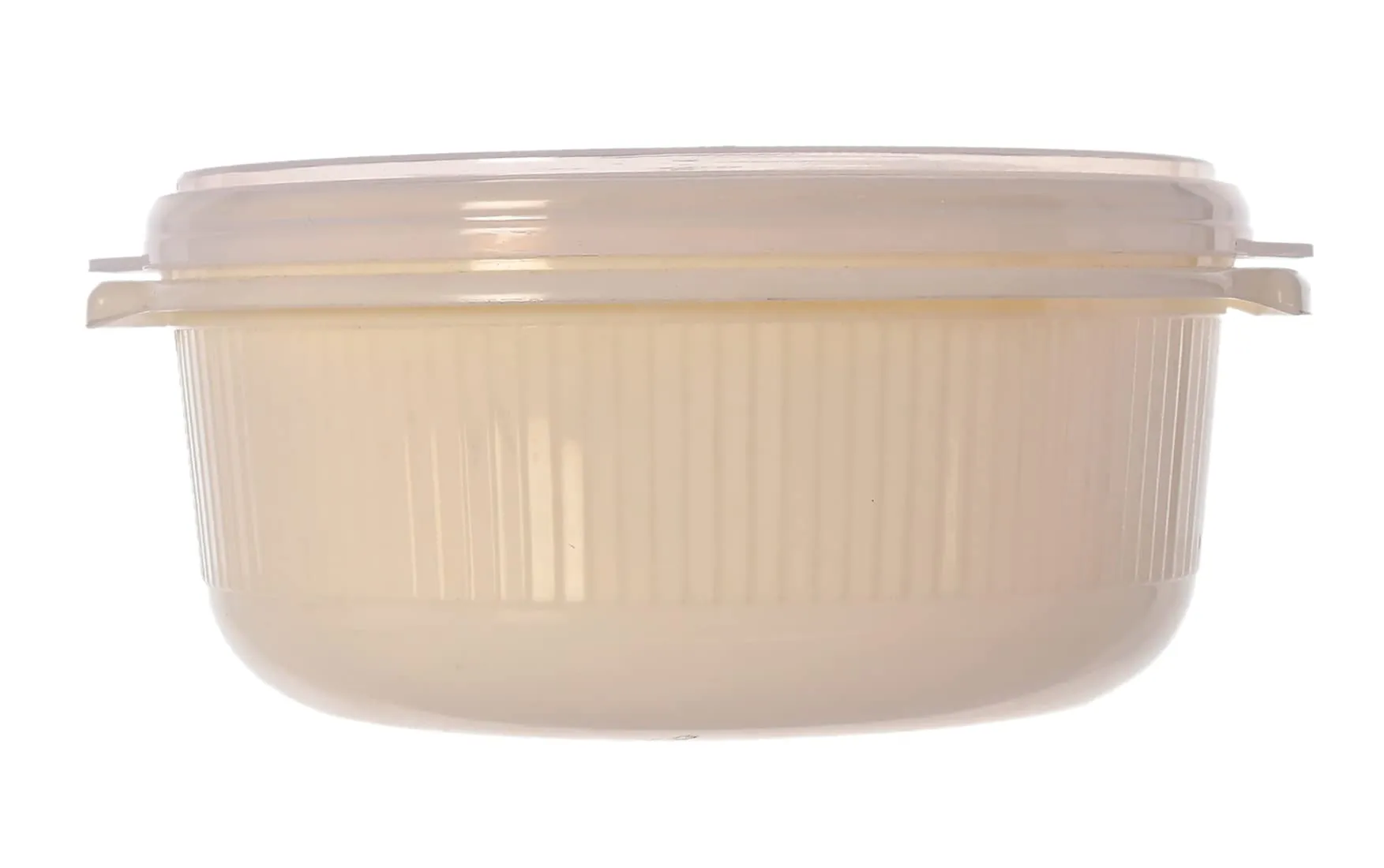 Kuber Industries 3 Piece Multiuses Plastic Serving/Mixing Bowls, Food Storage Containers Set With Lid, (3200ml, 1800ml, 1000ml) (Cream)-46KM0317