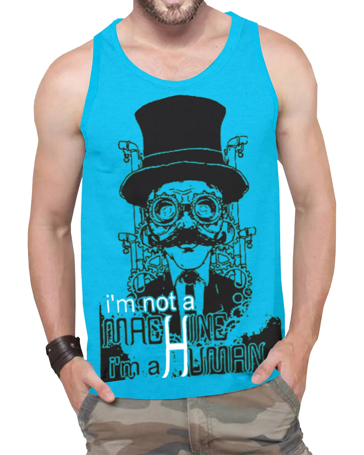 Men Printed Skyblue Vest