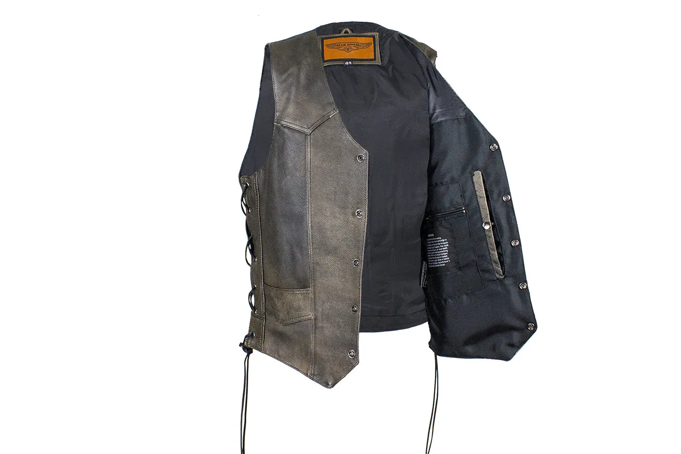 Men's Brown Leather Vest with Live to Ride
