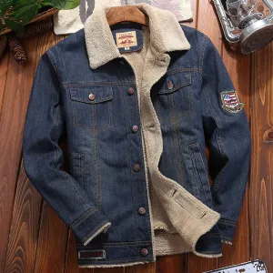 Men's Plus Fleece Warm Denim Cotton Jacket