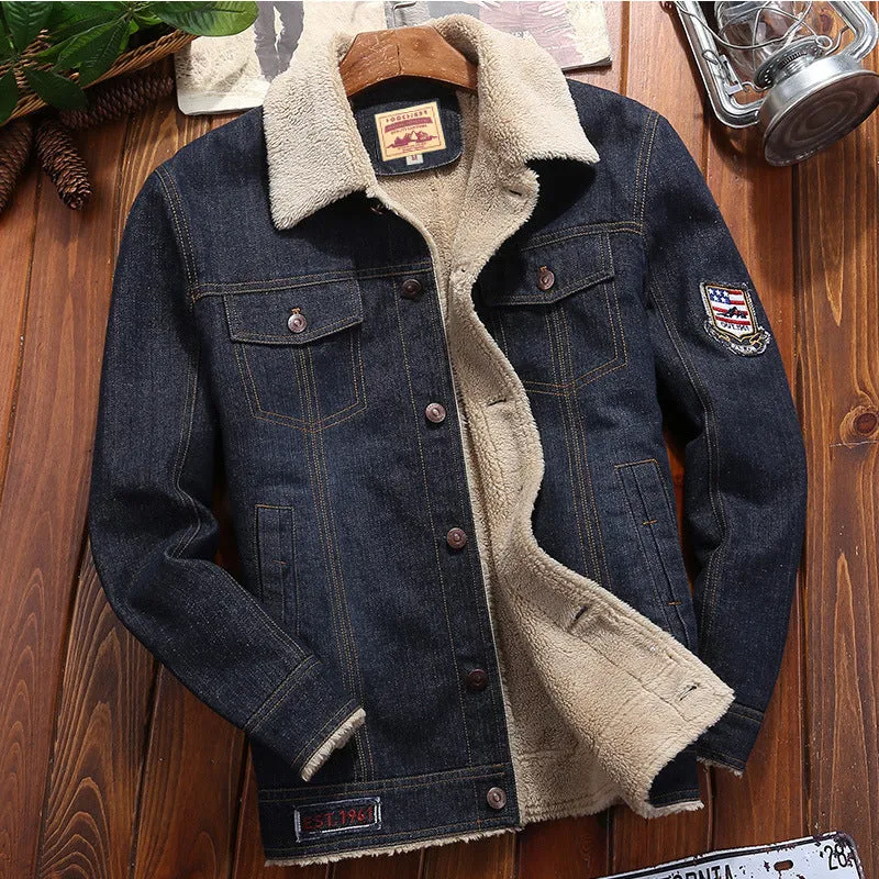 Men's Plus Fleece Warm Denim Cotton Jacket