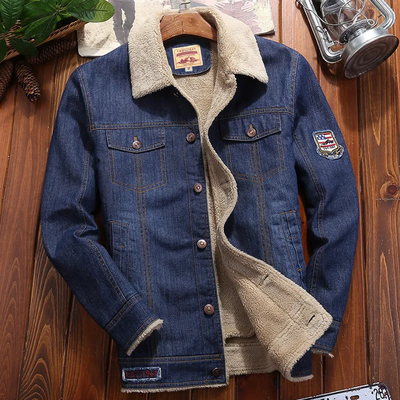 Men's Plus Fleece Warm Denim Cotton Jacket