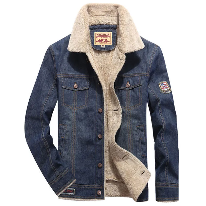 Men's Plus Fleece Warm Denim Cotton Jacket