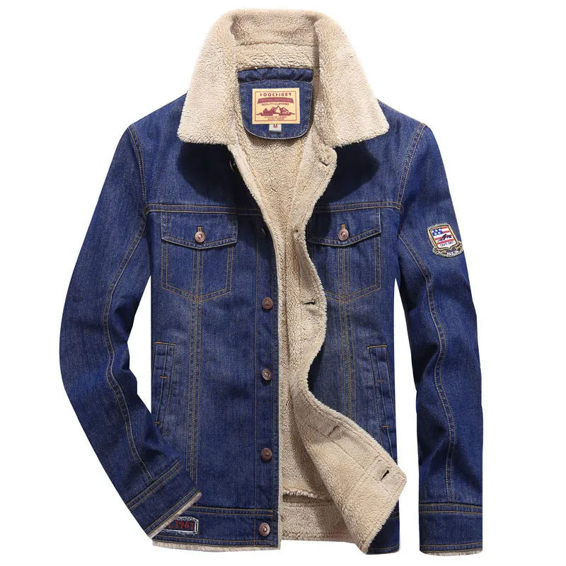 Men's Plus Fleece Warm Denim Cotton Jacket